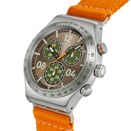 Swatch Irony Chrono New YVS101 Herren Armbanduhr Hellbraun • Tachymeter-Lünette • Leuchtzeiger, Bild 3