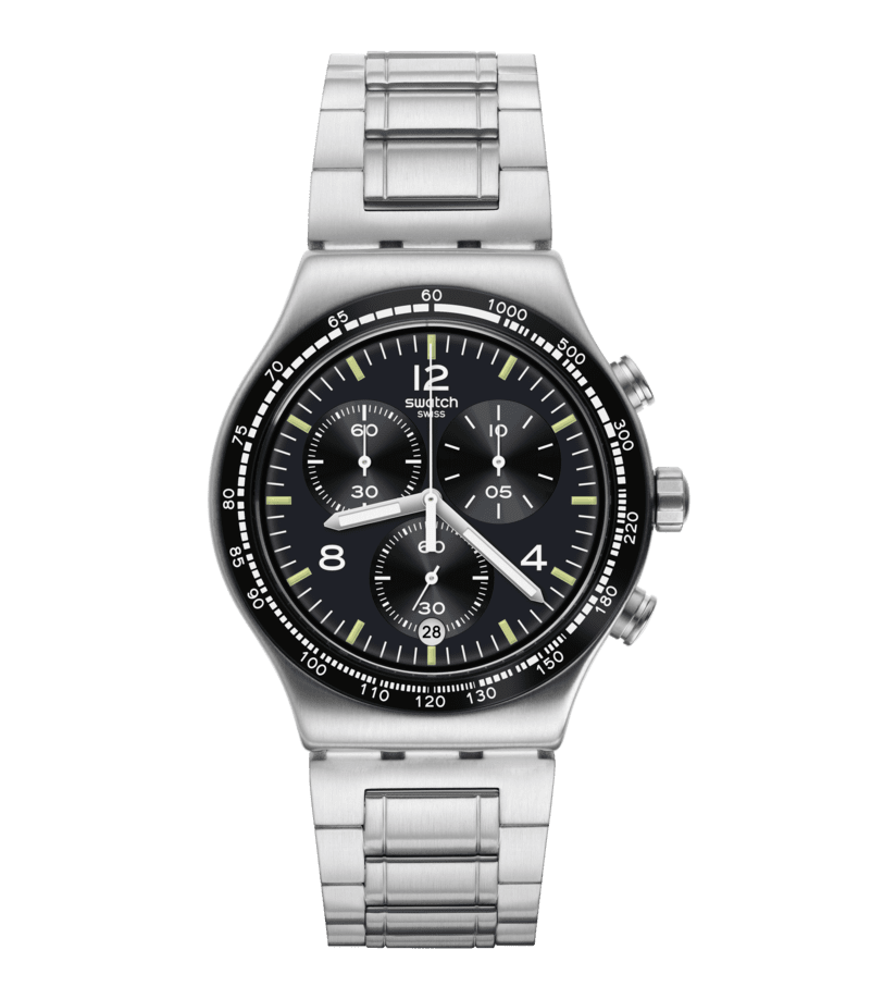 Swatch Irony Chrono New YVS444GC Herren Armbanduhr Schwarz • Chronograph • Edelstahlgehäuse