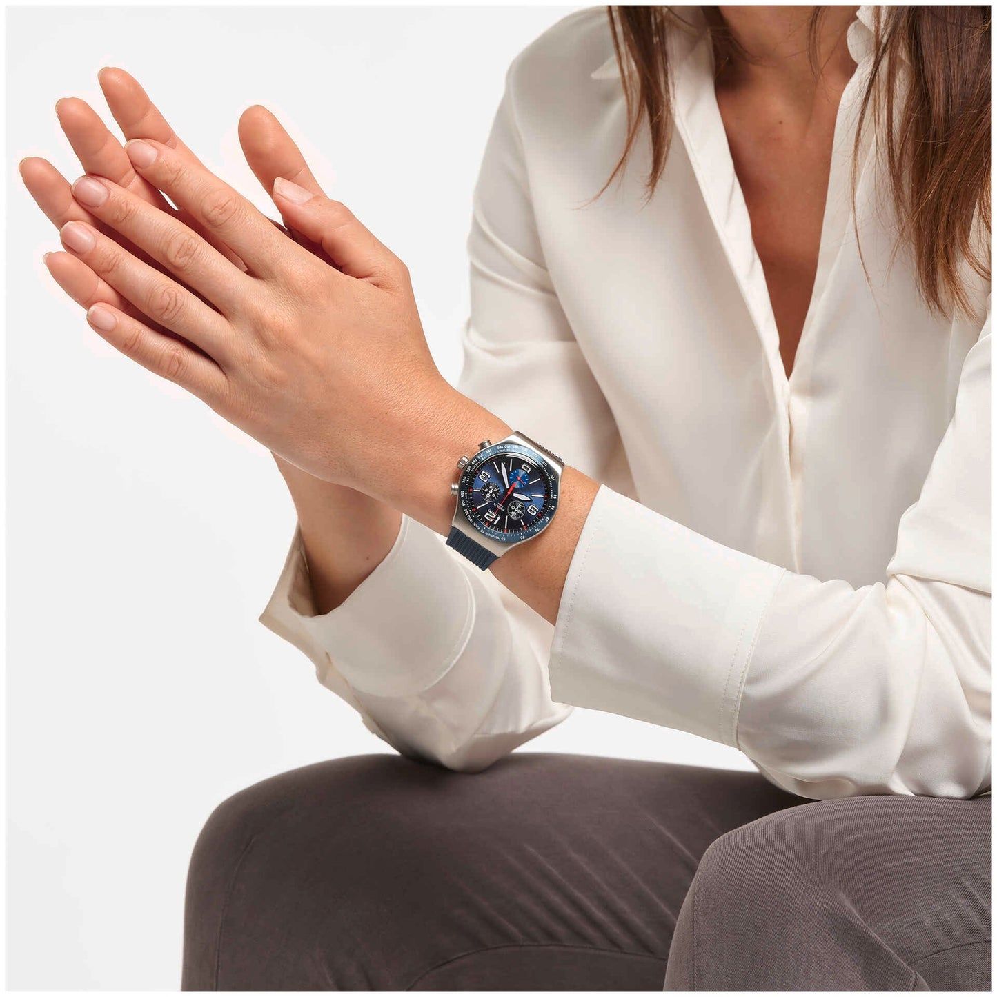 Swatch Irony Chrono New YVS454 Herren Armbanduhr Blau • Edelstahlgehäuse • Chronograph, Bild 7