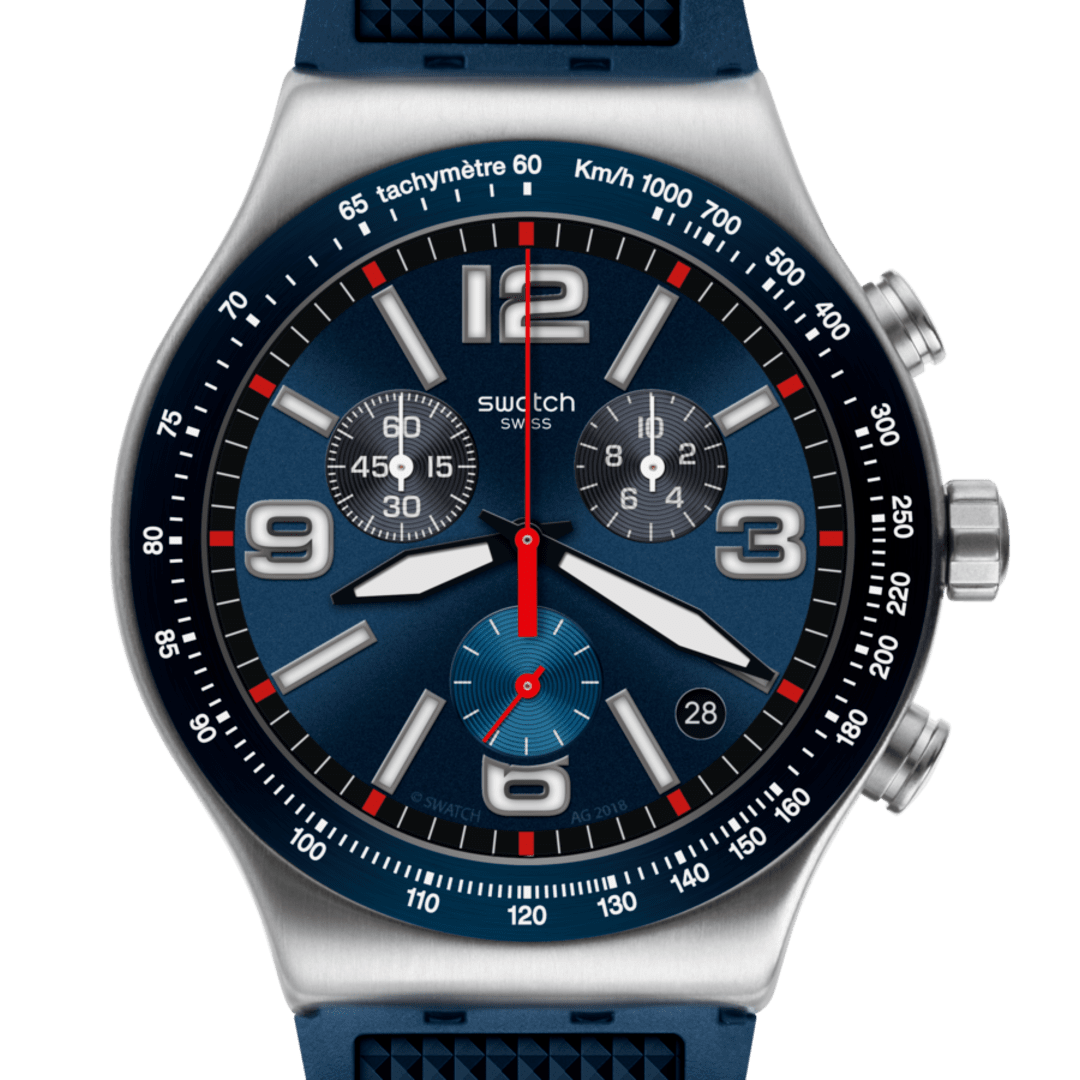 Swatch Irony Chrono New YVS454 Herren Armbanduhr Blau • Edelstahlgehäuse • Chronograph, Bild 3
