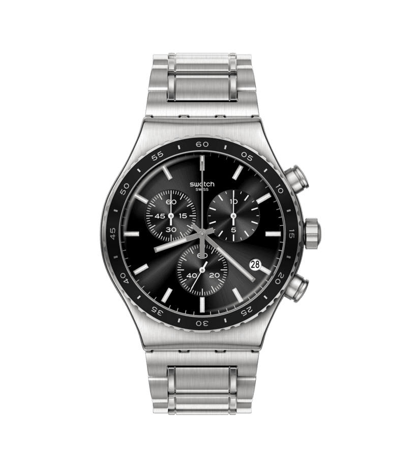 Swatch Irony Chrono New YVS495 Herren Armbanduhr Schwarz • Chronograph • Alligator-Lederarmband, Bild 9