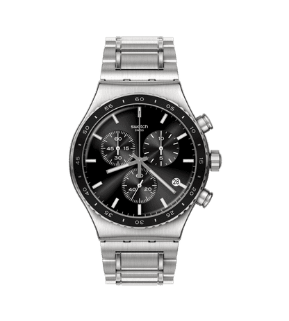 Swatch Irony Chrono New YVS495 Herren Armbanduhr Schwarz • Chronograph • Alligator-Lederarmband, Bild 9