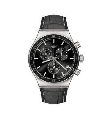 Swatch Irony Chrono New YVS495 Herren Armbanduhr Schwarz • Chronograph • Alligator-Lederarmband, Bild 8