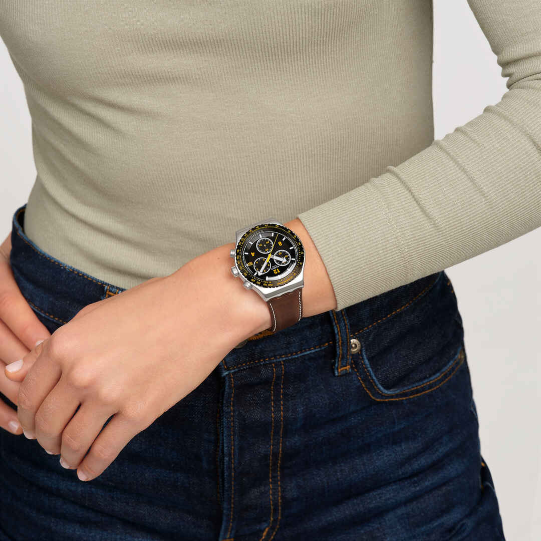 Swatch Irony Chrono New YVS530 Herren Armbanduhr Schwarz • Chronograph mit Leuchtzeigern • Datumsanzeige, Bild 7