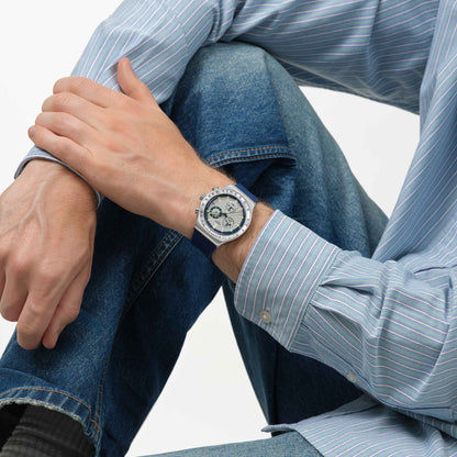 Swatch Irony Chrono New YVS539 Herren Armbanduhr Silber • Tachymeter-Lünette • Leuchtzeiger, Bild 2