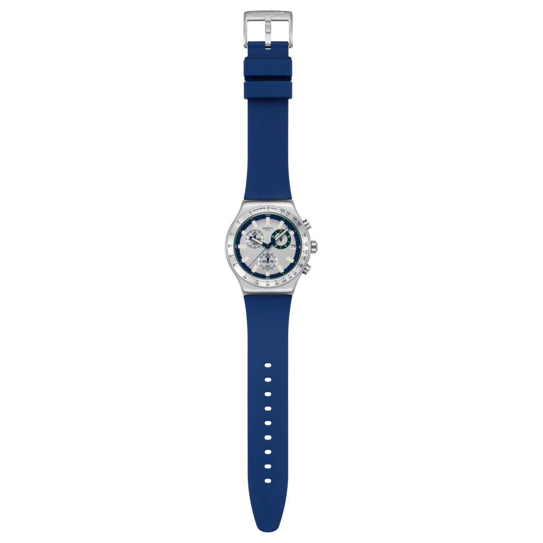Swatch Irony Chrono New YVS539 Herren Armbanduhr Silber • Tachymeter-Lünette • Leuchtzeiger, Bild 4