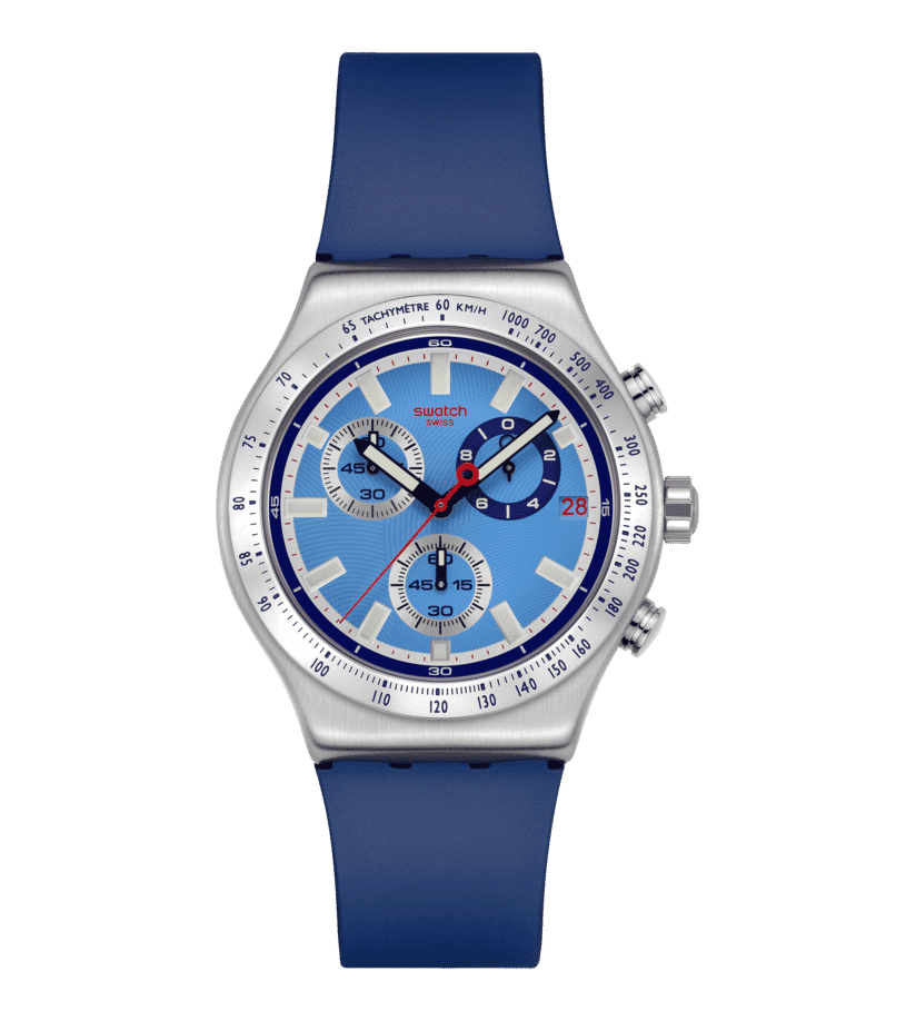 Swatch Irony YVS541 Armbanduhr Sky Reflective • Chrono-Funktion • Leichtes Aluminium-Gehäuse