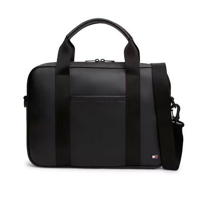 Tommy Hilfiger TH Foundation AM0AM14727BDS Laptop-Tasche Schwarz • Abnehmbarer Schulterriemen • Gepolstertes Laptop-Fach