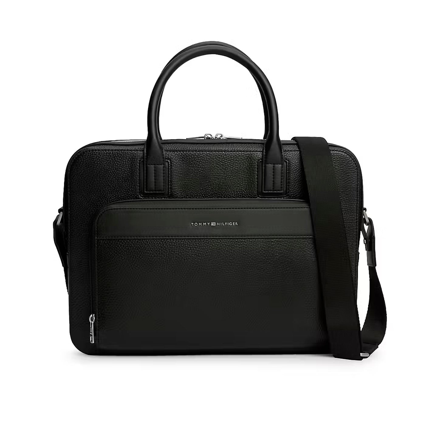 Tommy Hilfiger Central Slim AM0AM14730BDS Laptoptasche Schwarz • Genarbte Lederoptik • Schlankes Design