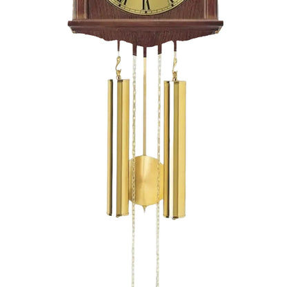 AMS Heimuhr-Wanduhr mit Nussbaum-Holzgehäuse und Messing-Zinkern, rundes Ziffernblatt