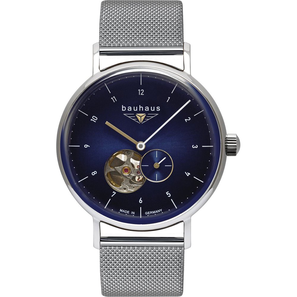 Bauhaus Classic 2166M-3 Herren Armbanduhr Blau • Automatikwerk • Milanaise-Armband