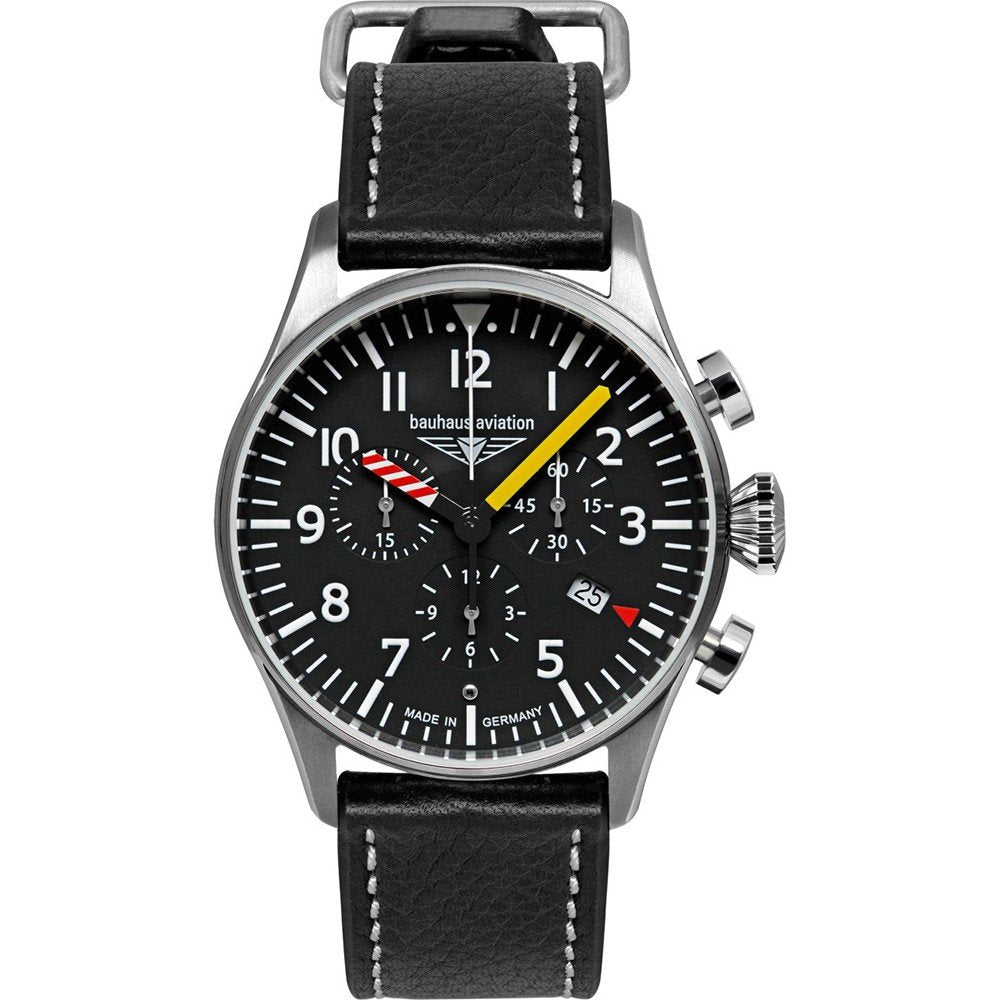 Bauhaus Aviation Tornado 2788-5 Herren Armbanduhr Schwarz • Schweizer Quarzwerk • Chronograph mit Datum