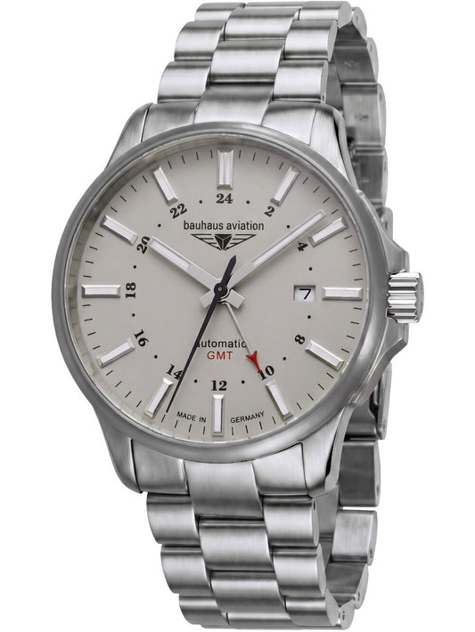 Bauhaus Aviation 2868M-5 Herren Automatik-Armbanduhr • Titan-GMT • Saphirglas