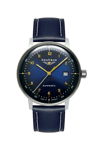 Bauhaus 2064-3 Herren Automatik Blau • Miyota 8215 Automatikwerk • Mineralglas K1