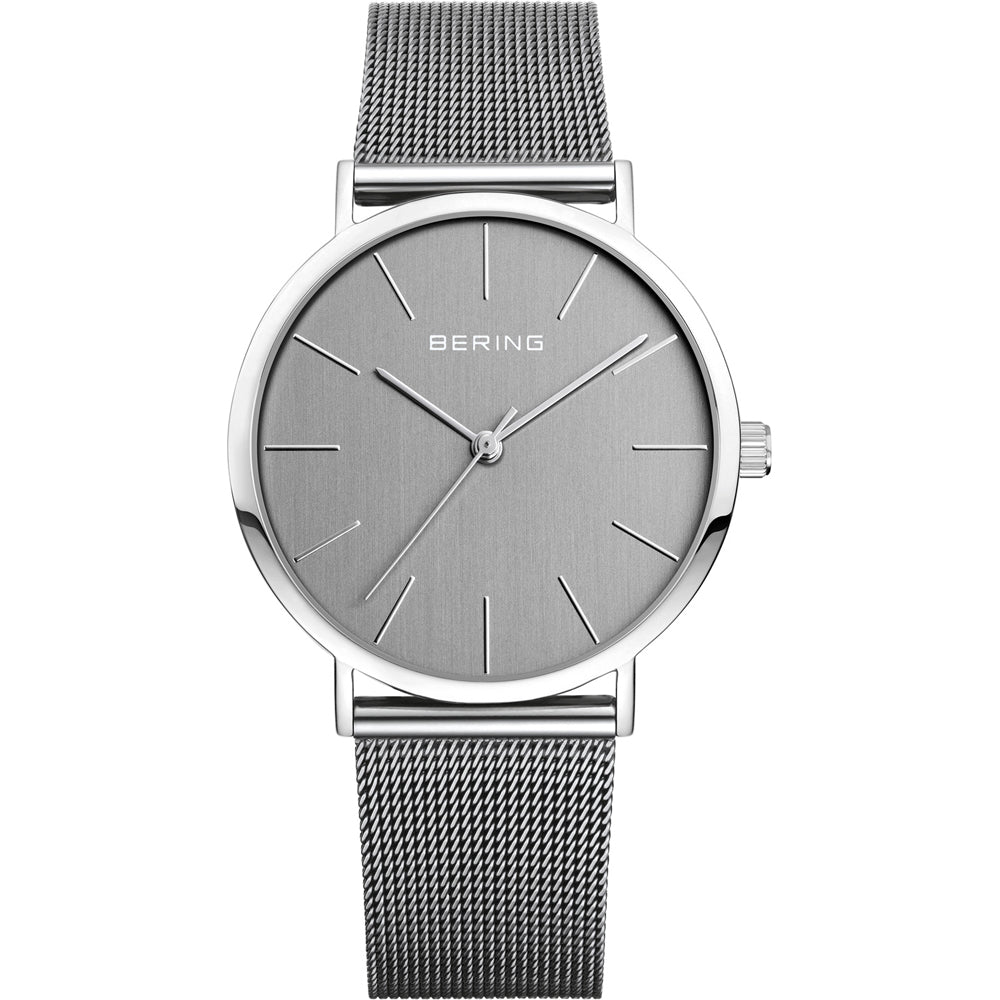 Bering Classic 13436-309 Damen Armbanduhr Grau • Saphirglas • Milanaise-Armband