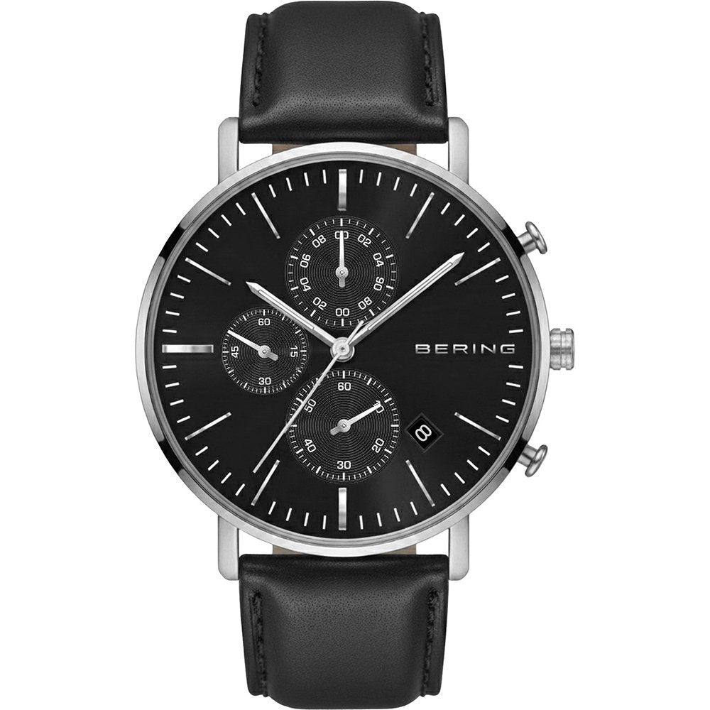 Bering Classic 14940-402 Herrenuhr • Saphirglas • Schwarzes Lederarmband