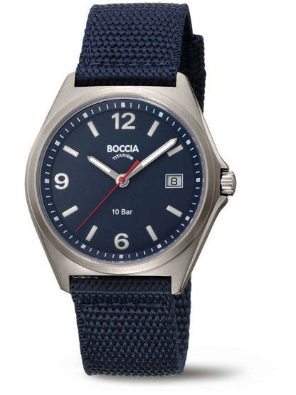 Boccia Classic 3663-03 Herrenuhr Titan Blau • Mineralglas • 100 m wasserdicht