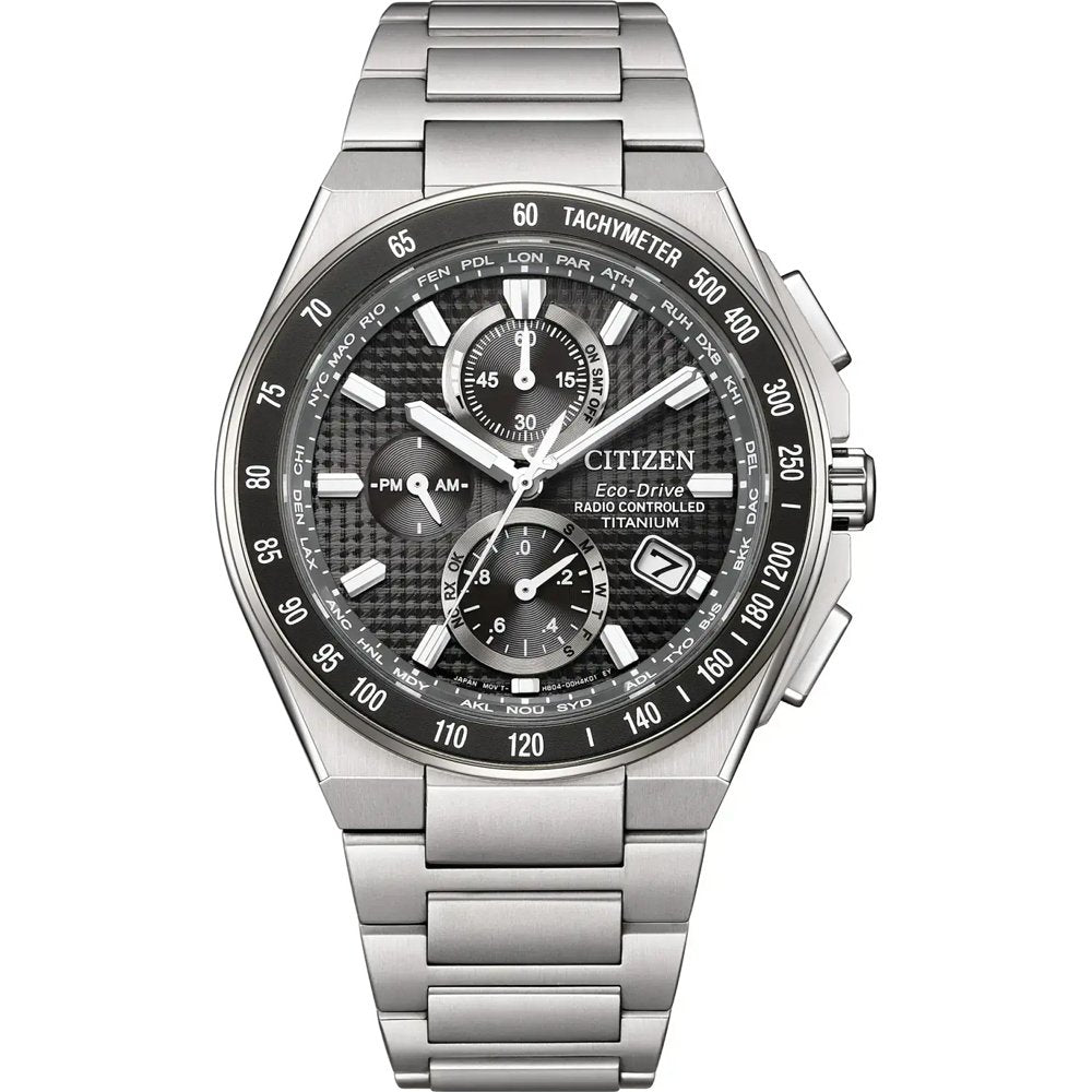 Citizen Promaster Sky AT8390-55E Herren Armbanduhr Schwarz • Funk-Chronograph • Super Titanium