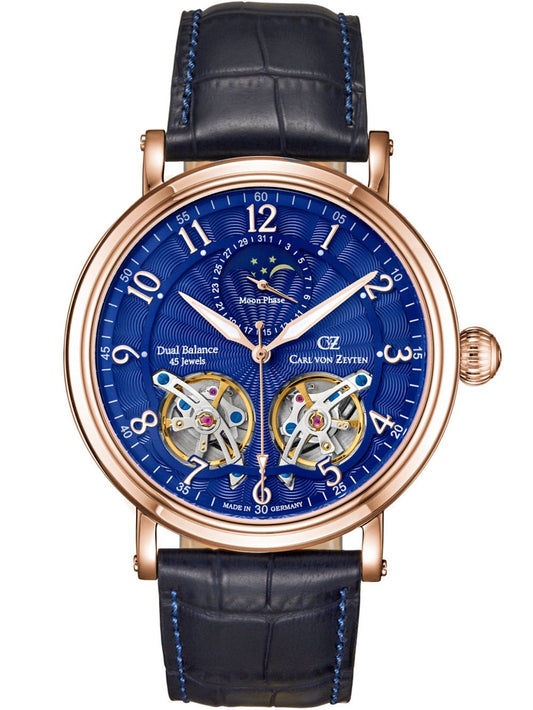 Carl von Zeyten Murg CVZ0054RBLS Herrenuhr Marineblau • Mondphase Automatik • Saphirglas