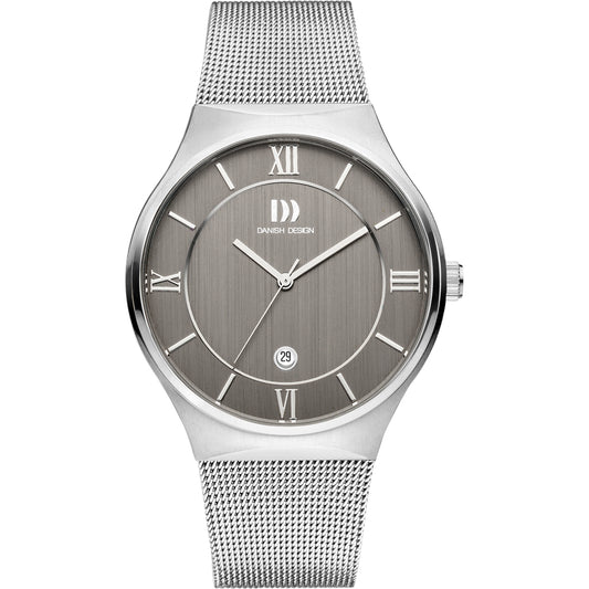 Danish Design Armbanduhr mit silbernem Milanaise-Armband und rundem grauem Zifferblatt