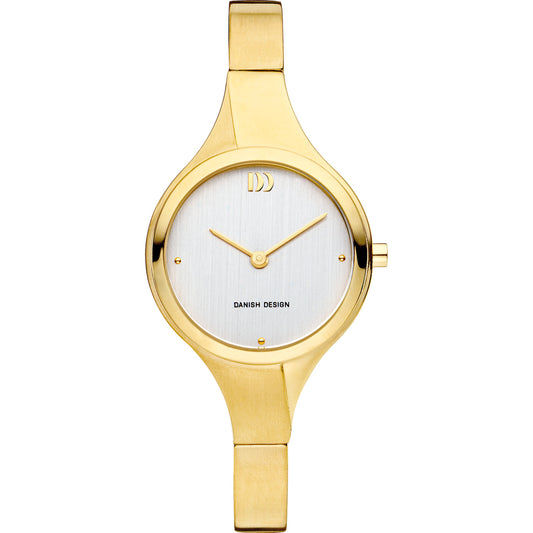 Danish Design Damenarmbanduhr mit goldenem Edelstahlband, weißem Zifferblatt und Zeigern