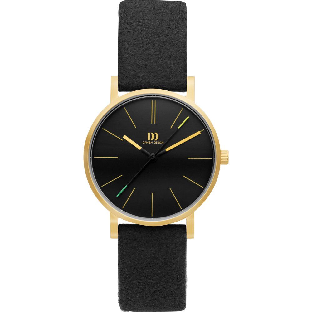 Danish Design Vira IV11Q1313 Damen Armbanduhr Schwarz • Schwarzes Lederarmband • Dänisches Minimaldesign