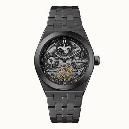Ingersoll The Broadway I15102 Herrenuhr Schwarz • Keramik-Automatikuhr • Dual Time