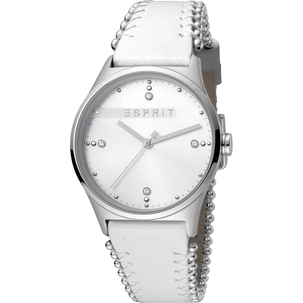 Esprit Drops ES1L032L0015 Damen • Mineralglas • Weißes Lederarmband