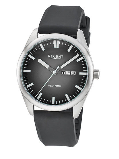 Regent F-1590 Herren Armbanduhr Schwarz • Mineralglas • Datum mit Wochentag