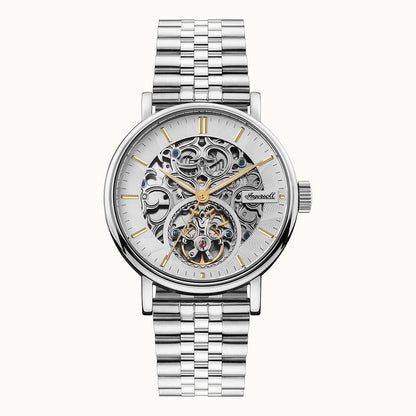 Ingersoll The Charles I05803B Herrenuhr Silber • Automatikwerk • Skelett-Zifferblatt