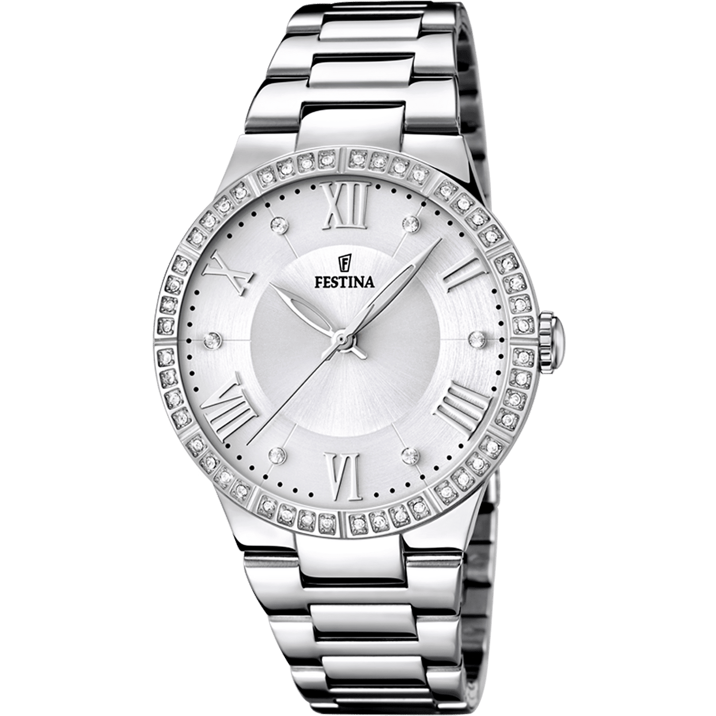 Festina F16719/1 Damenuhr Weiß • Mineralglas mit Zirkonia • Stahlarmband