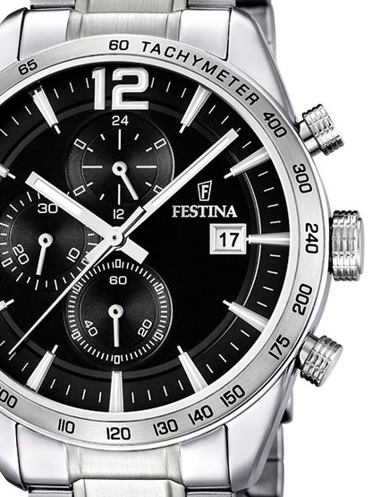 Festina Timeless Chronograph F16759/4 Herrenuhr Schwarz • Edelstahlarmband • Quarz-Chronograph, Bild 2