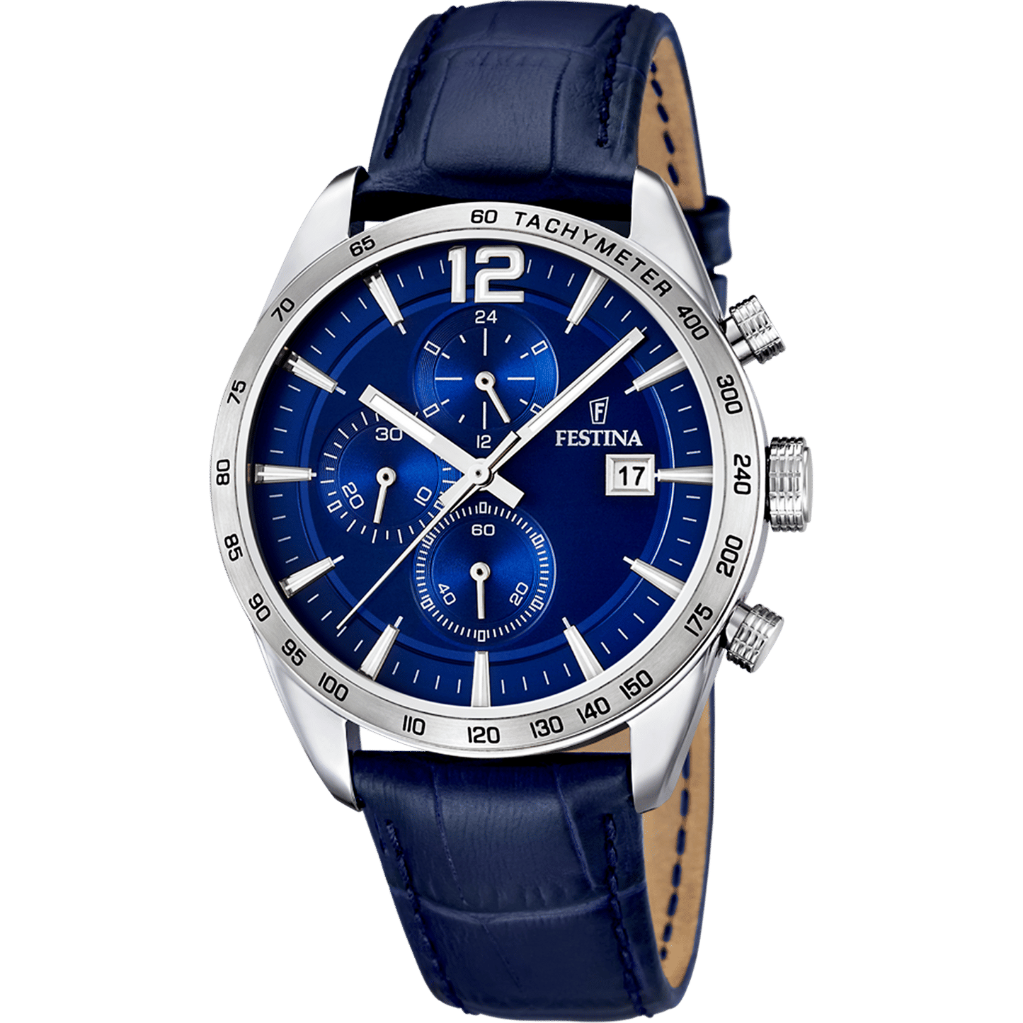 Festina F16760/3 Herrenuhr • Chronograph • Blaues Lederarmband