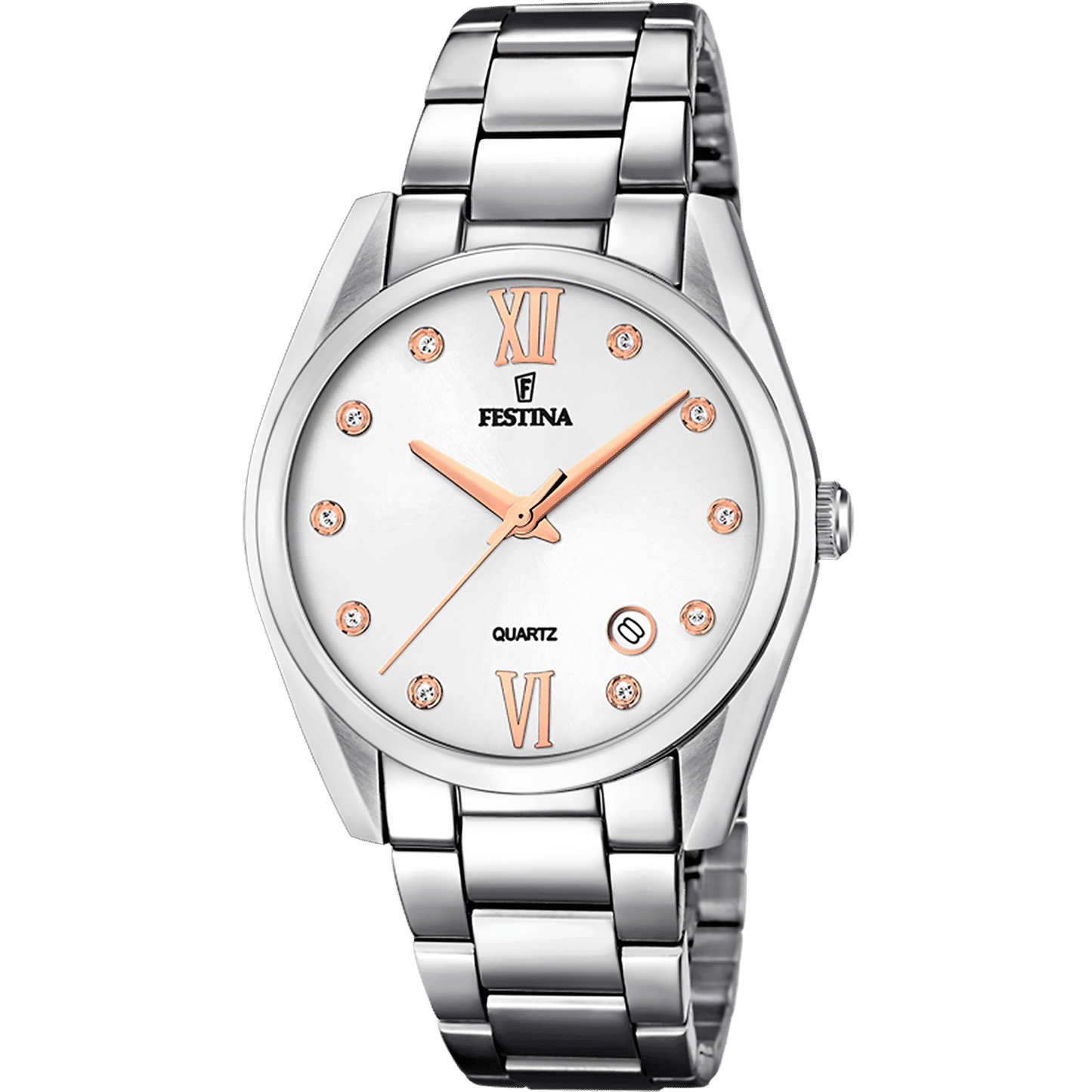 Festina Boyfriend F16790/A Damenuhr Silber • Mineralglas • Edelstahl-Armband