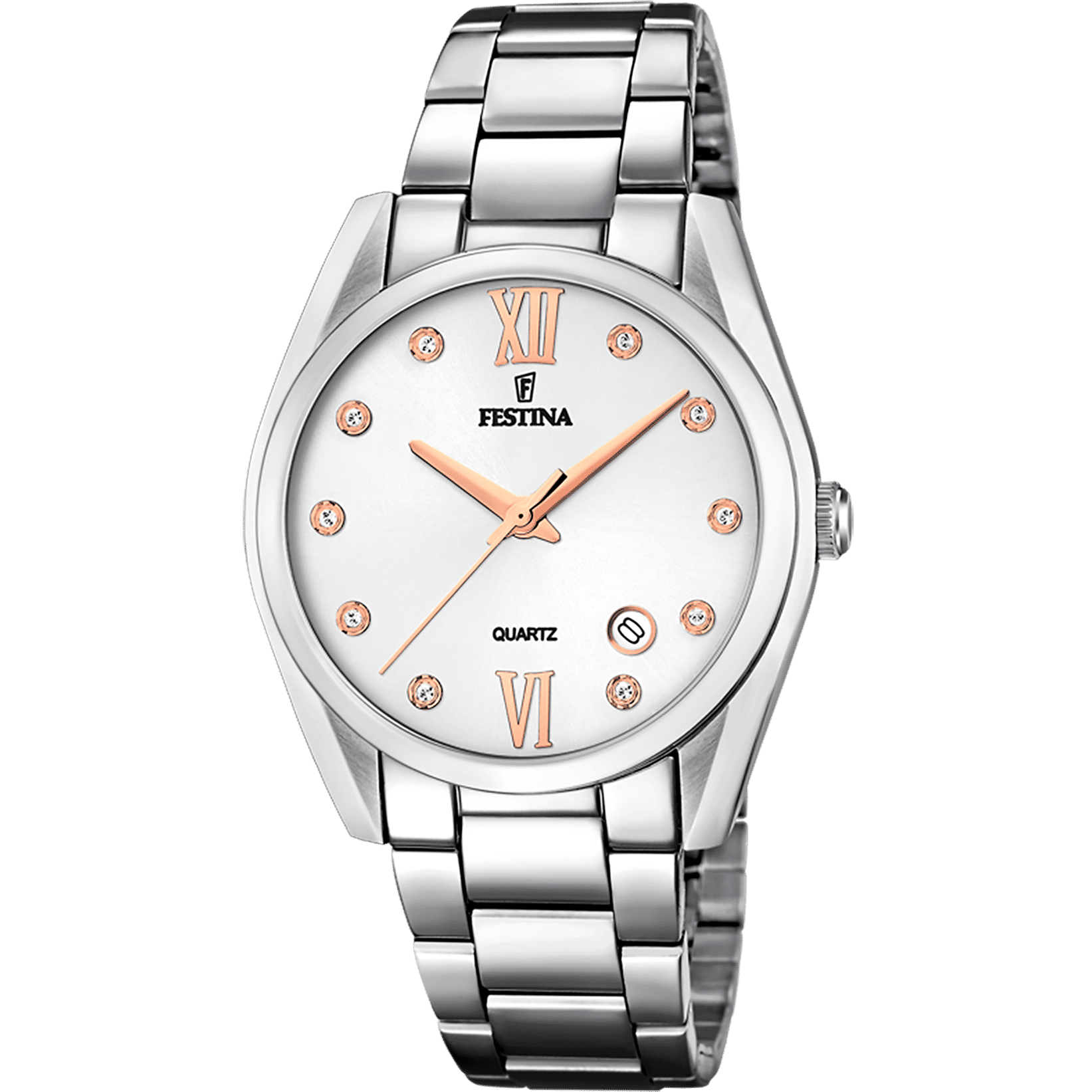 Festina Boyfriend F16790/A Damenuhr Silber • Mineralglas • Edelstahl-Armband