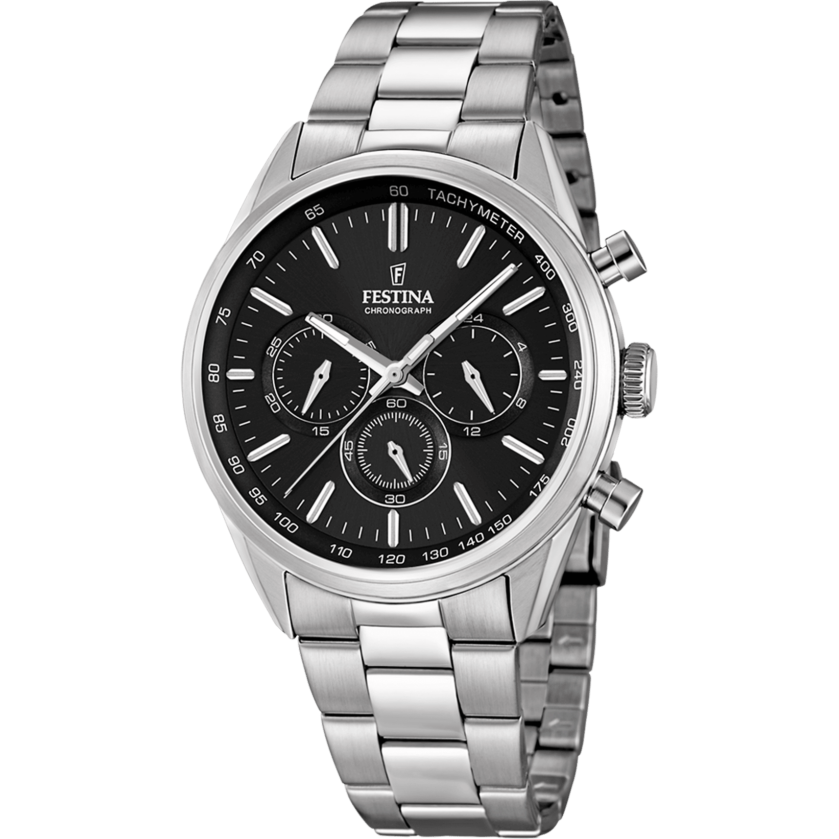 Festina F16820/4 Sport Chronograph Herrenuhr Schwarz • Mineralglas • Edelstahlarmband