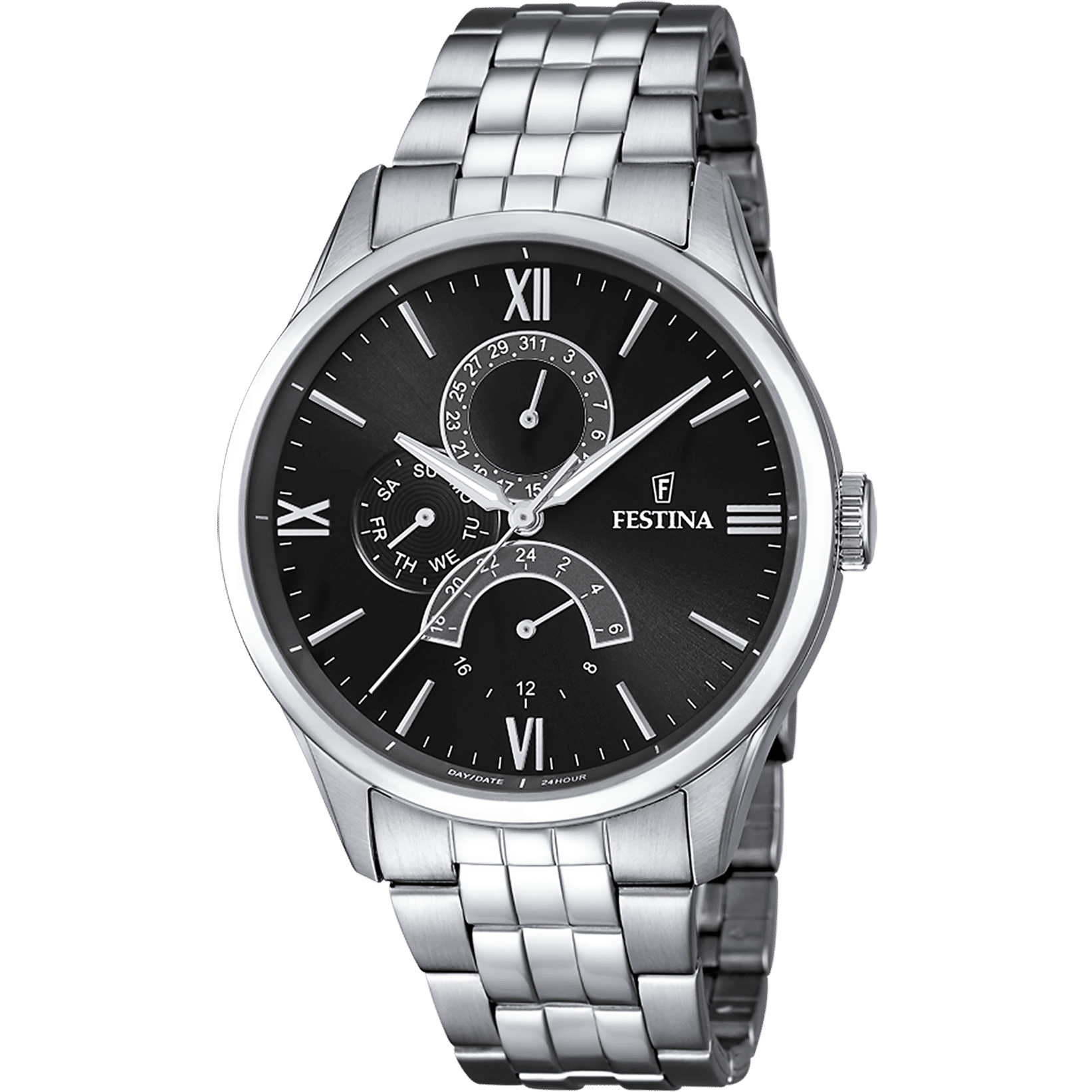 Festina Retro F16822/4 Herrenuhr Schwarz • Multifunktionswerk • Mineralglas