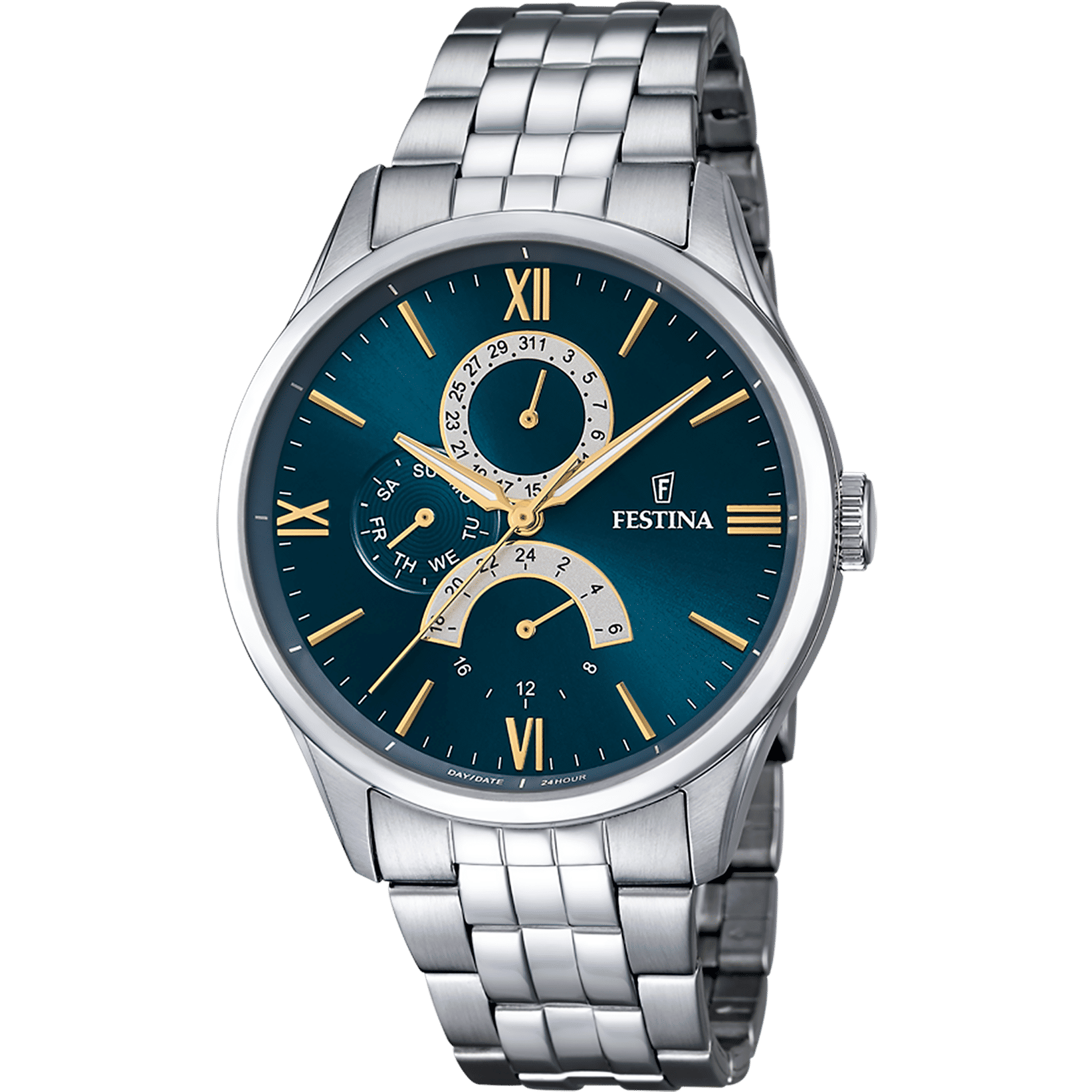 Festina Retro F16822/A Herrenuhr Blau • Miyota Quarzwerk • Edelstahlarmband