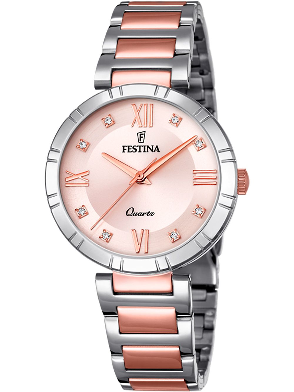 Festina Mademoiselle F16937/E Damenuhr Bicolor • Gehärtetes Mineralglas • Bicolor Edelstahlarmband