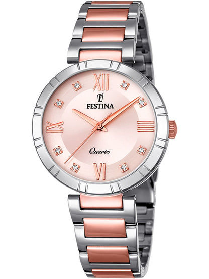 Festina Mademoiselle F16937/E Damenuhr Bicolor • Gehärtetes Mineralglas • Bicolor Edelstahlarmband