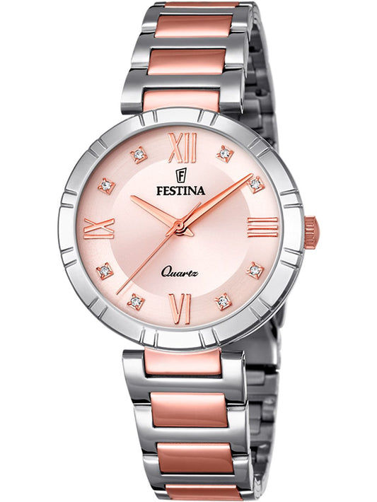 Festina Mademoiselle F16937/E Damenuhr Bicolor • Gehärtetes Mineralglas • Bicolor Edelstahlarmband