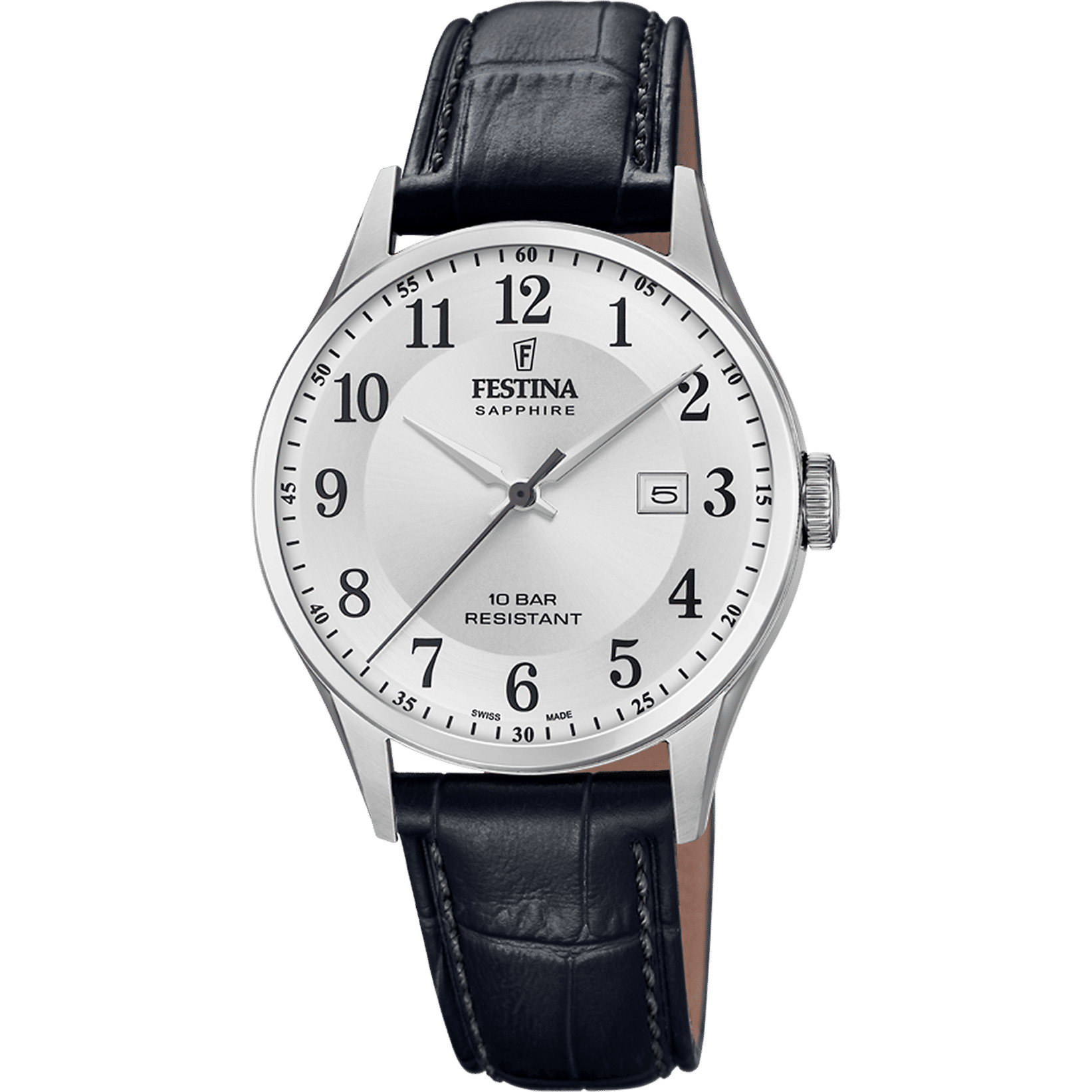 Festina F20007/1 Herrenuhr Schwarz/Silberfarben • Saphirglas • Schweizer Quarzwerk