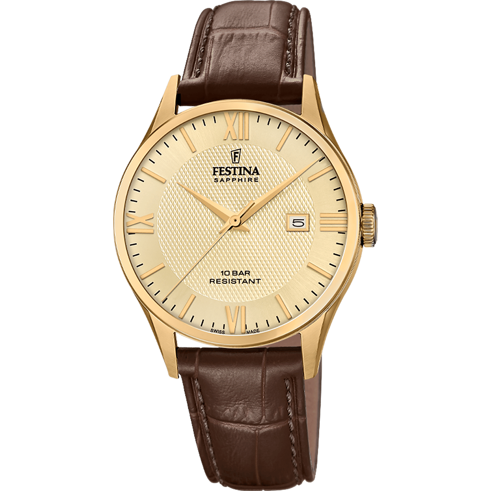 Festina Swiss Made F20010/5 Herrenuhr • Beiges Zifferblatt • Schweizer Qualität
