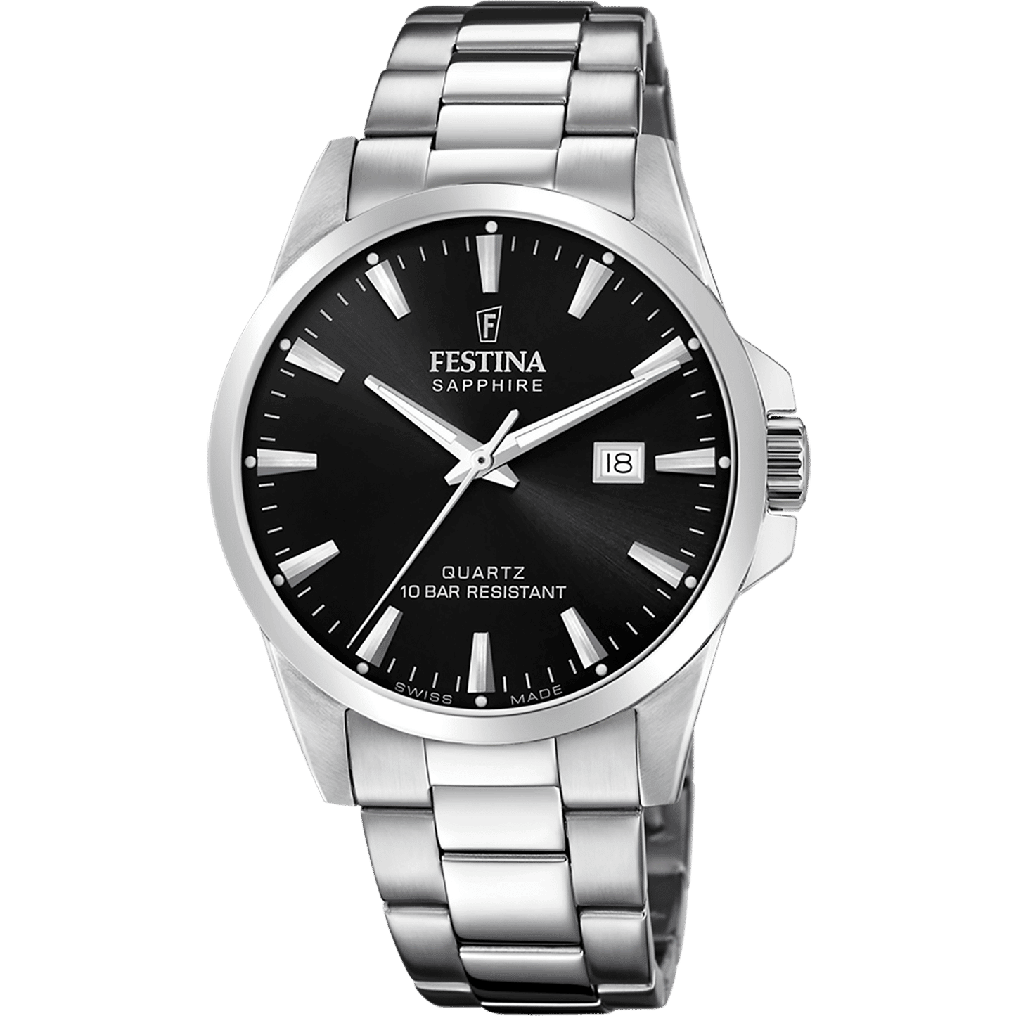 Festina F20024/4 Herrenuhr Schwarz • Saphirglas • Edelstahlarmband