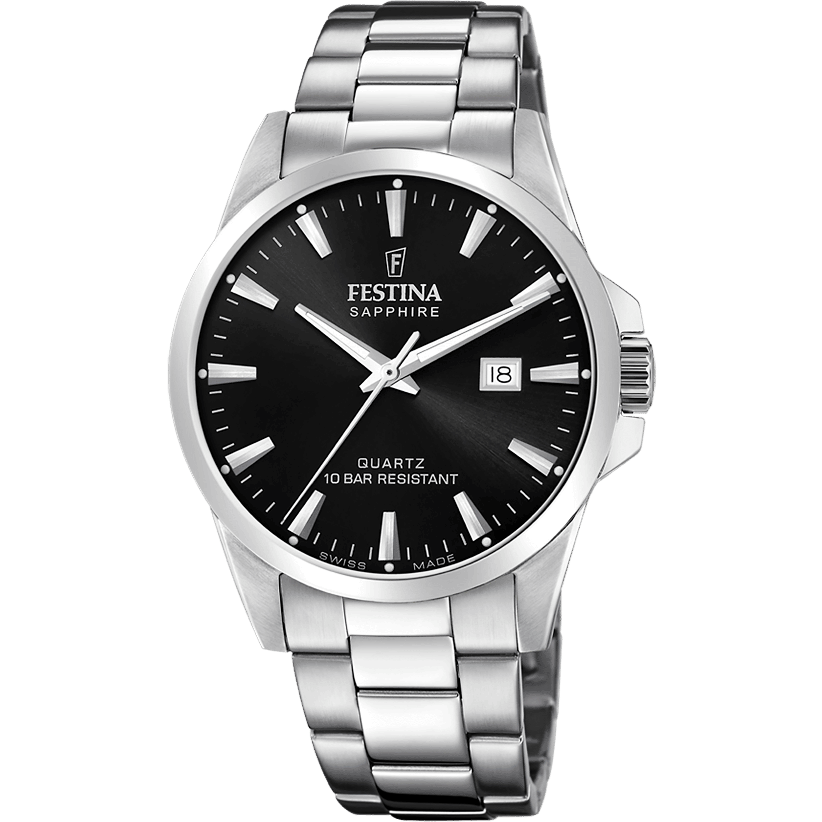 Festina F20024/4 Herrenuhr Schwarz • Saphirglas • Edelstahlarmband