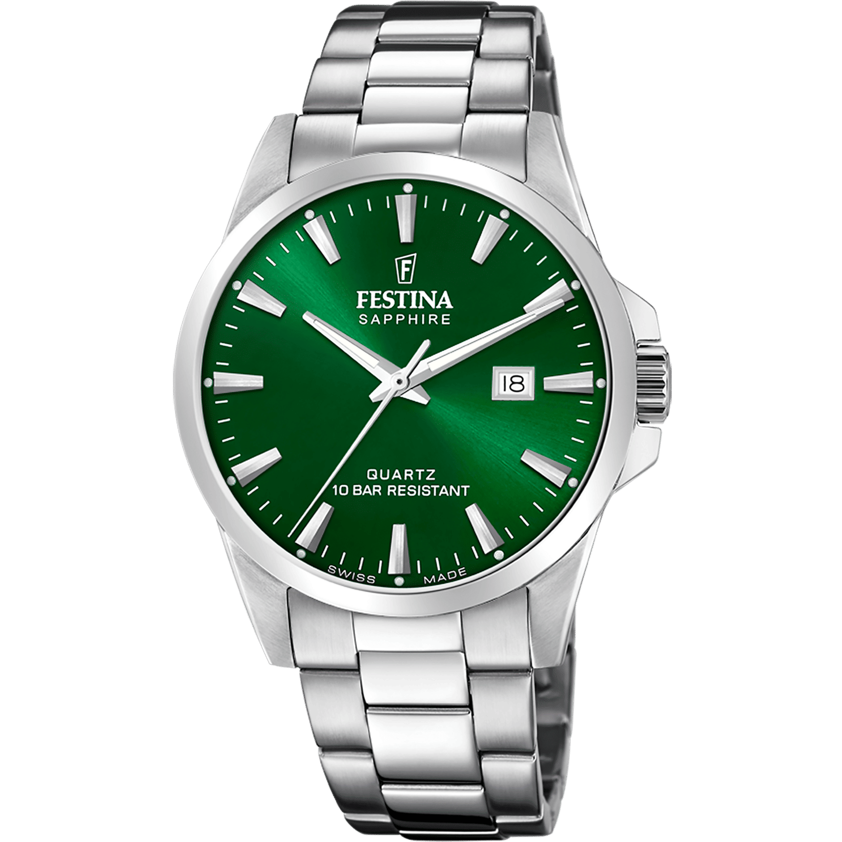 Festina Swiss Made F20024/6 Herrenuhr • Grünes Zifferblatt • Saphirglas