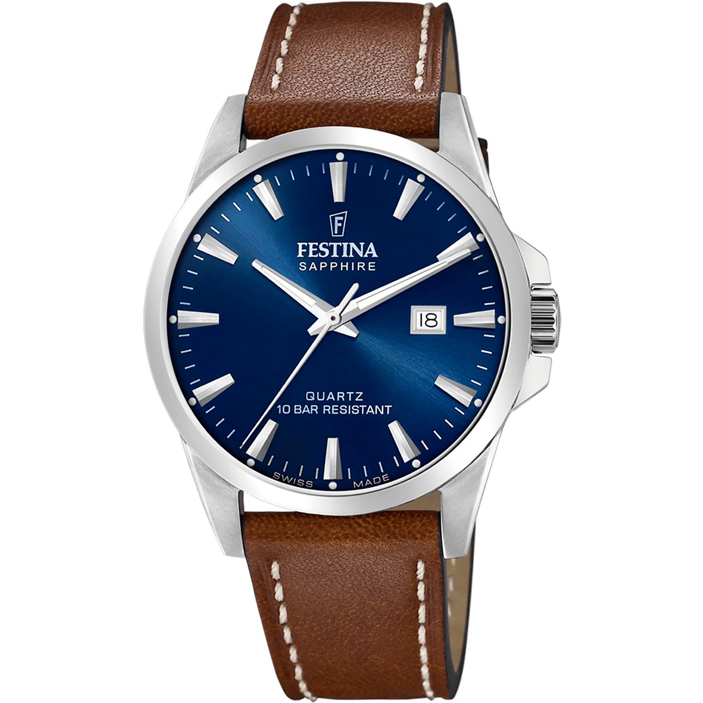 Festina F20025/3 Herren Armbanduhr Blau/Braun • Saphirglas • Quarzwerk