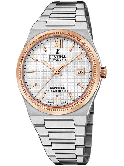 Festina Rivé F20030/1 Herrenuhr Silber • Soprod P024 Automatik • Saphirglas Swiss Made