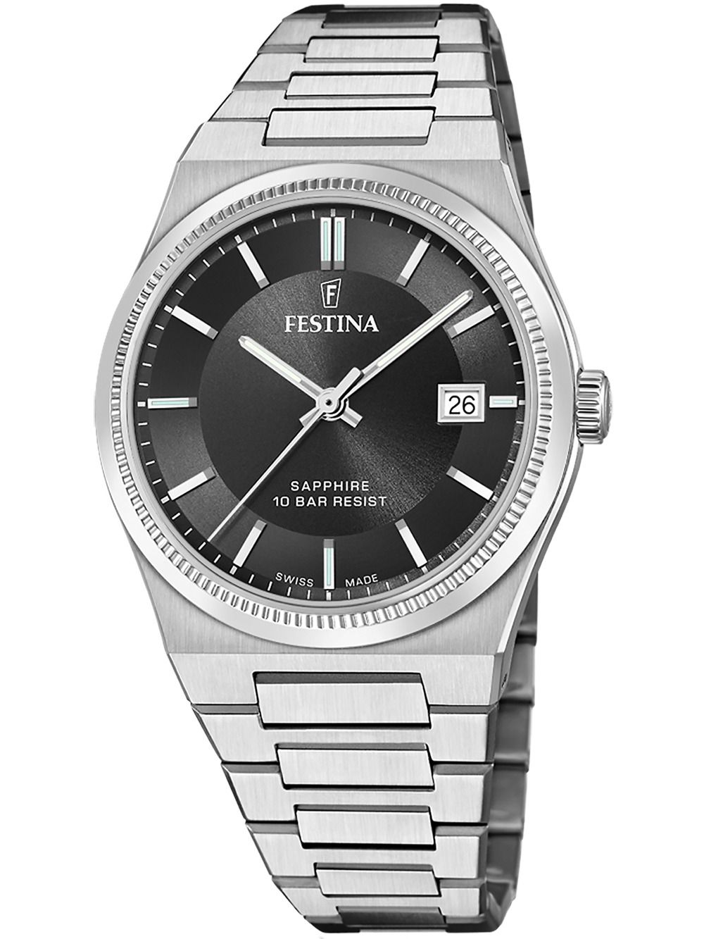 Festina Rivé F20034/4 Herrenuhr Schwarz • Saphirglas • Swiss Made Quarzwerk
