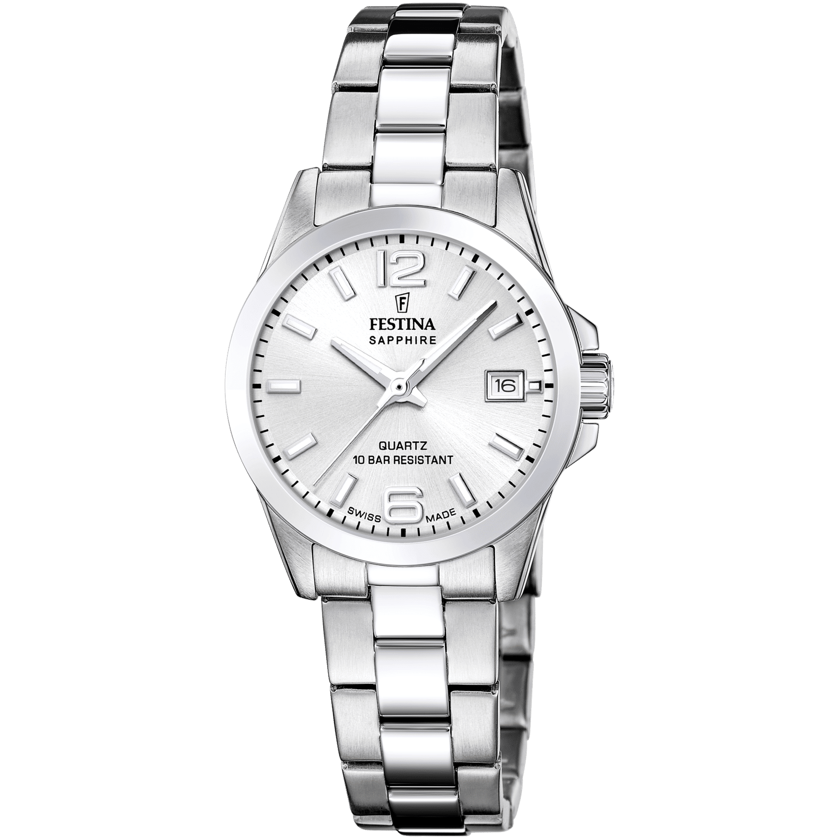 Festina Swiss Made F20049/1 Damenuhr • Schweizer Uhrwerk • Silberfarbenes Design